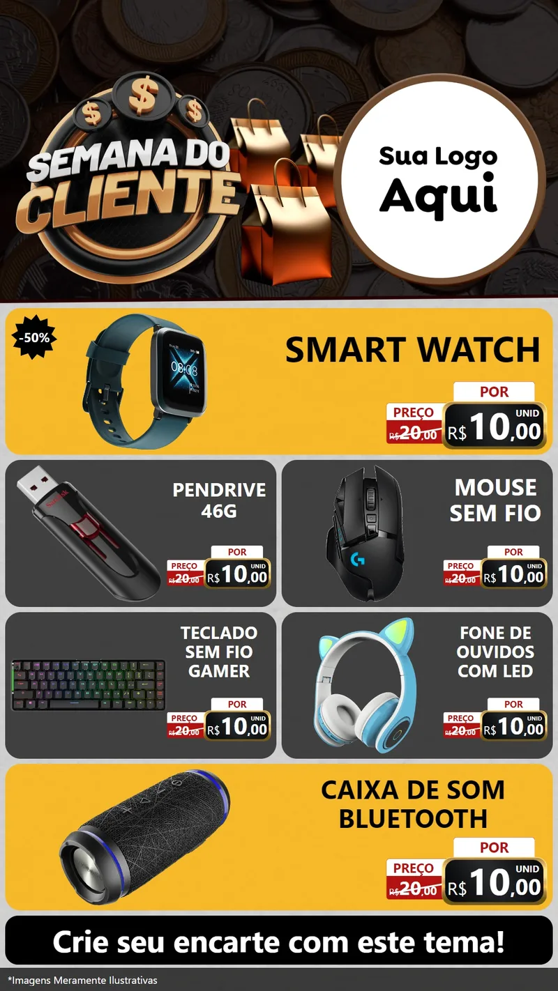Modelo de TV para TV Vertical com o tema Semana do Cliente para Informática