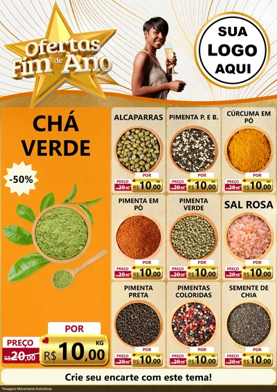 Modelo de Encarte para Encarte A4 Vertical com o tema Ofertas Fim de Ano para Produtos Naturais