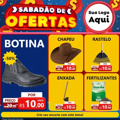 Modelo de Rede Social para Feed Facebook com o tema Sabadão de Ofertas para Agropecuária
