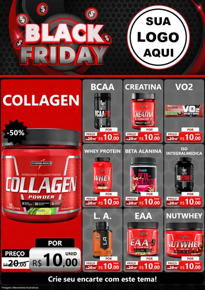 Modelo de Encarte para Encarte A4 Vertical com o tema Black Friday para Suplementos alimentares
