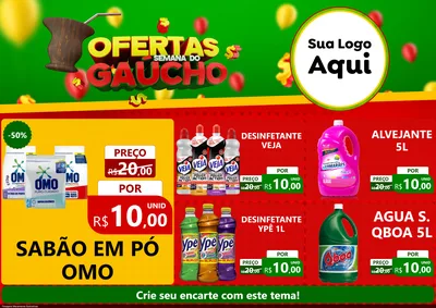 Modelo de Encarte para Encarte A4 Horizontal com o tema Ofertas Semana Do Gaúcho para Produtos de Limpeza