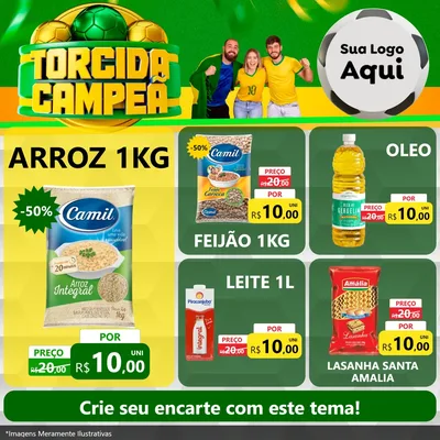 Modelo de Rede Social para Feed Facebook com o tema Torcida Campeã - Copa para Supermercado
