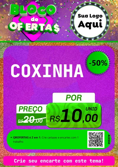 Modelo de Cartaz para Cartaz A4 Vertical com o tema Bloco de Ofertas para Salgadaria