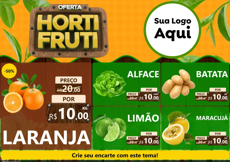 Modelo de Encarte para Encarte A4 Horizontal com o tema Oferta Hortifrúti para Hortifrúti