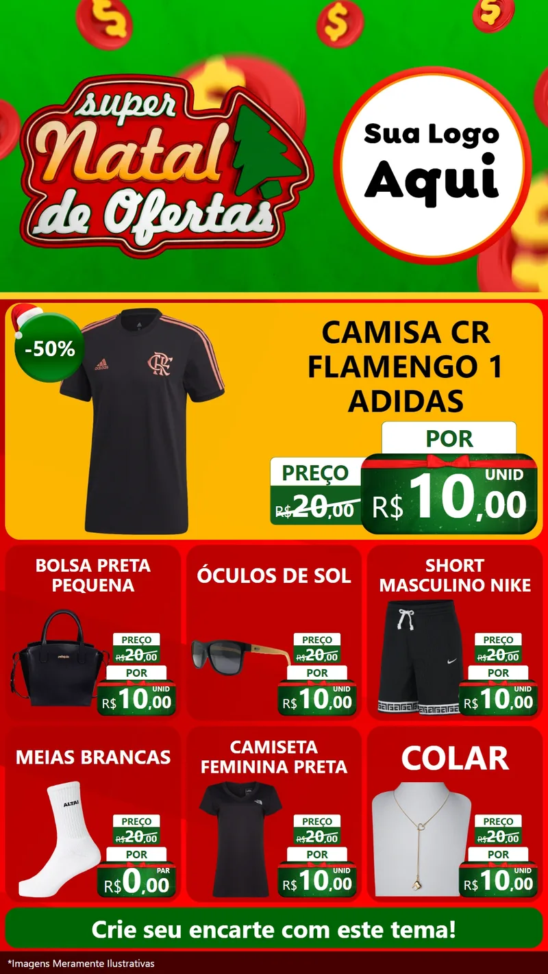 Modelo de Rede Social para Stories com o tema Super Natal de Ofertas para Roupas e acessórios