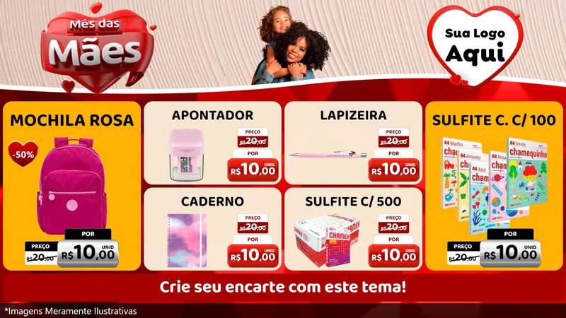 Modelo de TV para TV Horizontal com o tema Mês das Mães para Papelaria