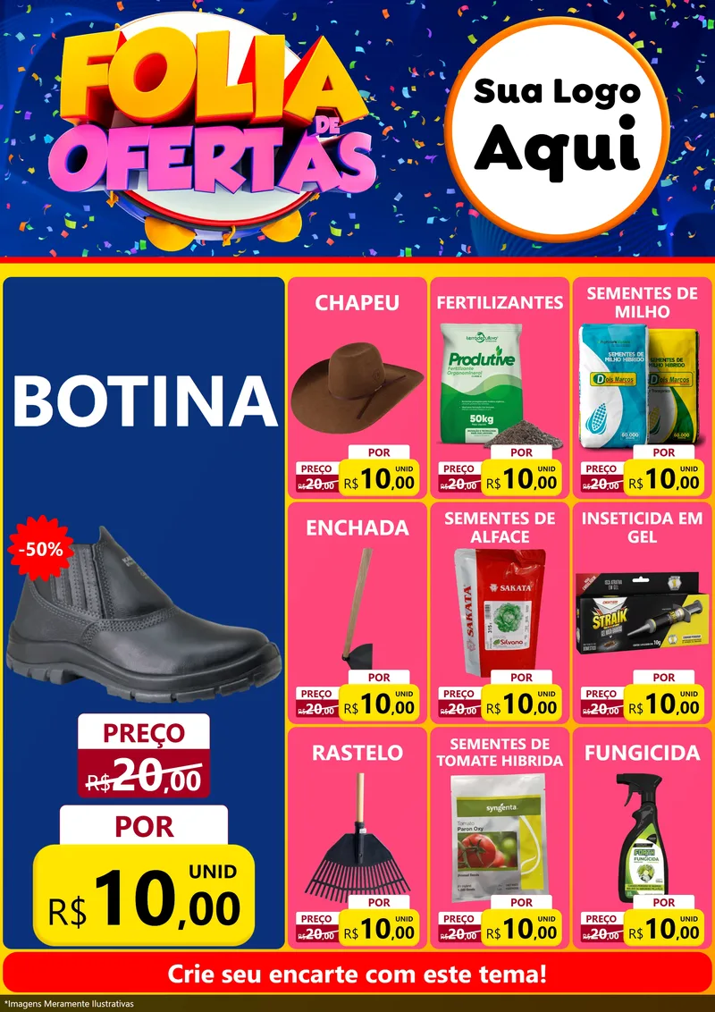 Modelo de Encarte para Encarte A4 Vertical com o tema Folia de Ofertas para Agropecuária