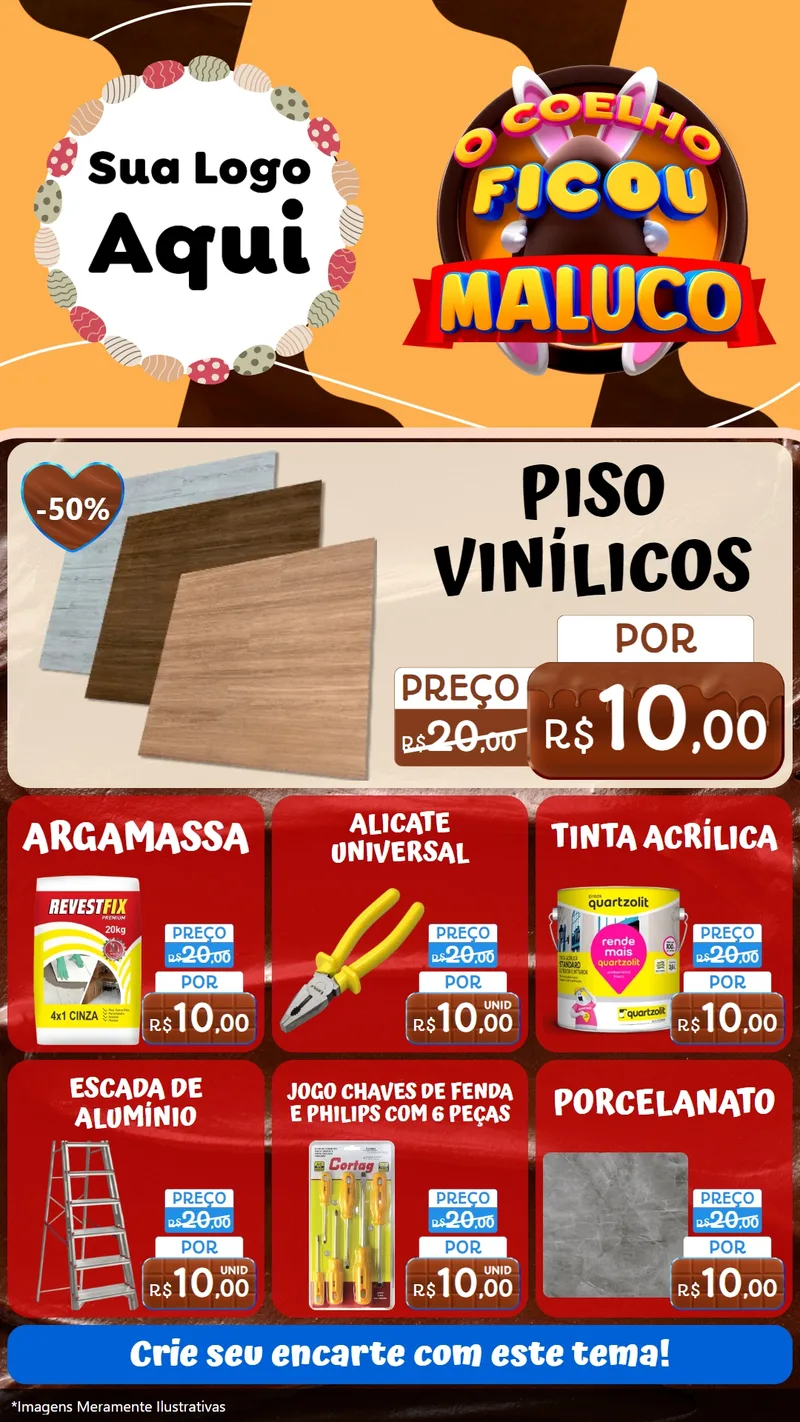Modelo de Rede Social para Stories com o tema O Coelho Ficou Maluco - Páscoa para Material para Construção