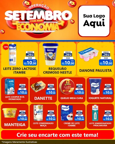 Modelo de Rede Social para Feed Instagram com o tema Operação Setembro Com Muita Economia para Frios e Laticínios