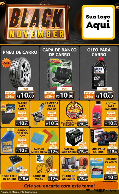 Modelo de Encarte para Encarte Grande com o tema Black November para Auto peças