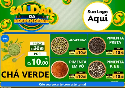 Modelo de Encarte para Encarte A4 Horizontal com o tema Saldão da Indepêndencia para Produtos Naturais