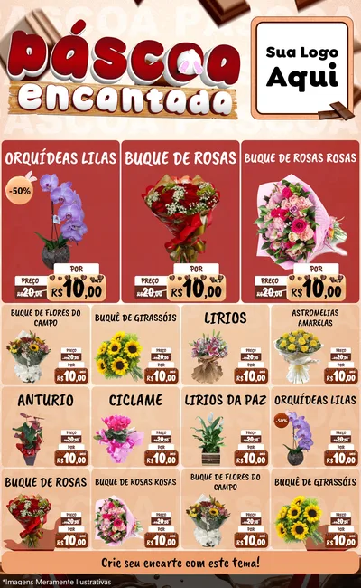 Modelo de Encarte para Encarte Grande com o tema Páscoa Encantada para Floricultura e jardim