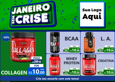 Modelo de Encarte para Encarte A4 Horizontal com o tema Janeiro Sem Crise para Suplementos alimentares