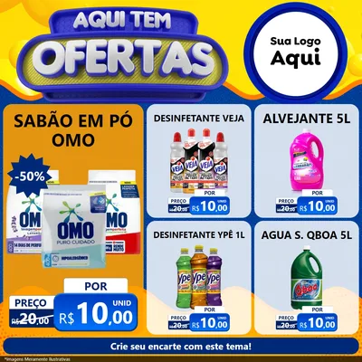 Modelo de Rede Social para Feed Facebook com o tema Aqui Tem Ofertas para Produtos de Limpeza