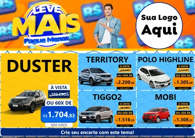 Modelo de Encarte para Encarte A4 Horizontal com o tema Leve Mais, Pague Menos para Concessionaria de Carros