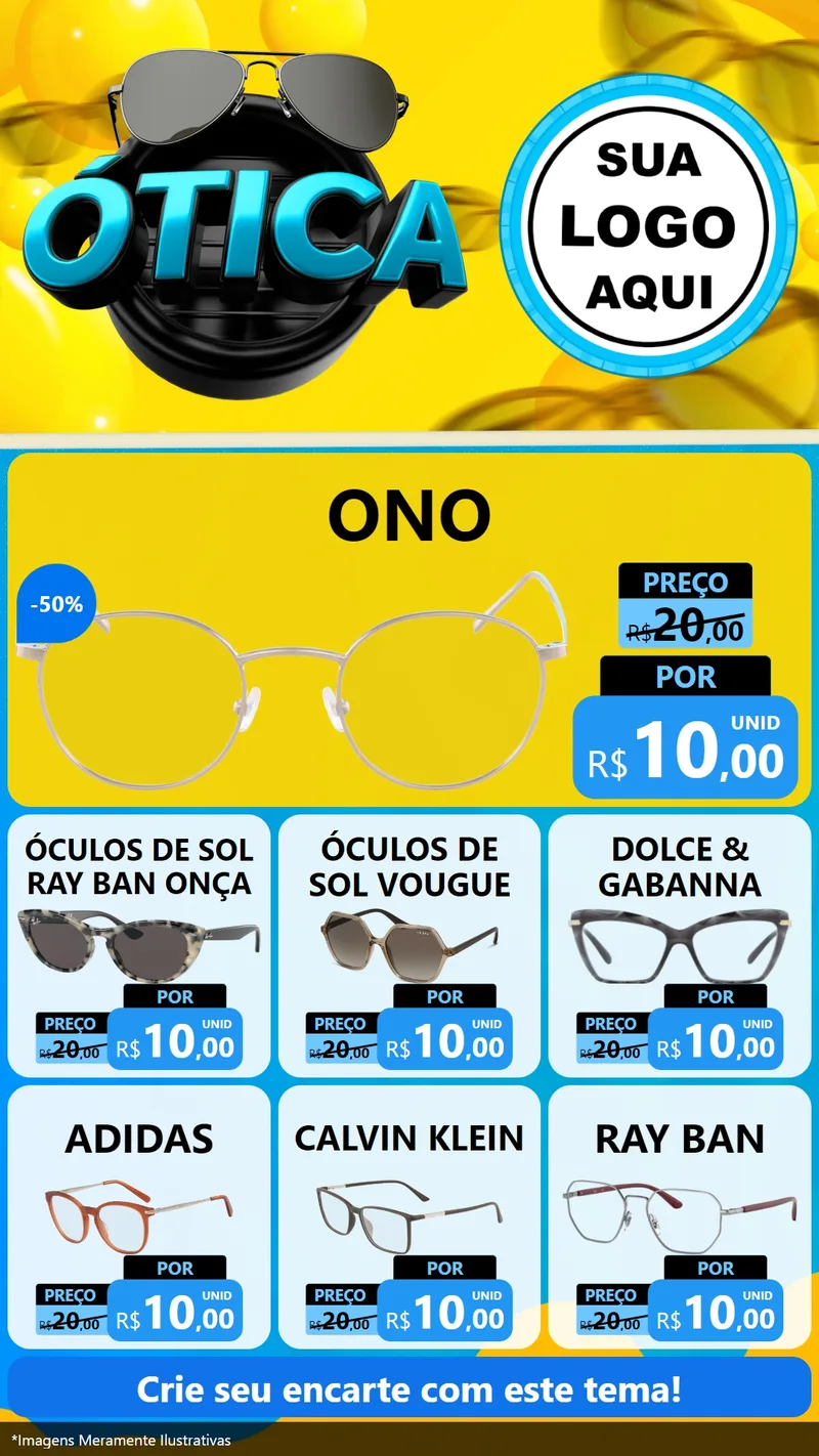 Modelo de Rede Social para Stories com o tema Ótica para Óticas