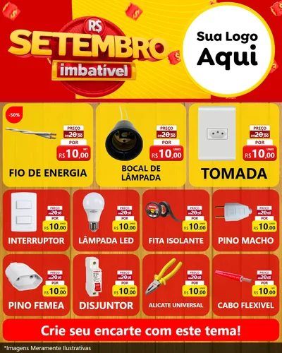 Modelo de Rede Social para Feed Instagram com o tema Setembro Imbatível para Materiais Elétricos