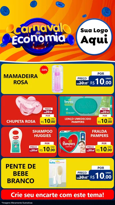 Modelo de TV para TV Vertical com o tema Carnaval da Economia para Bebês