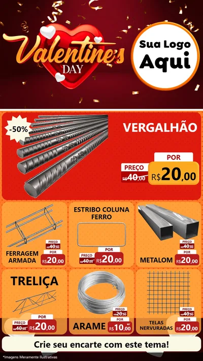 Modelo de Rede Social para Stories com o tema Valentine's Day para Ferragens