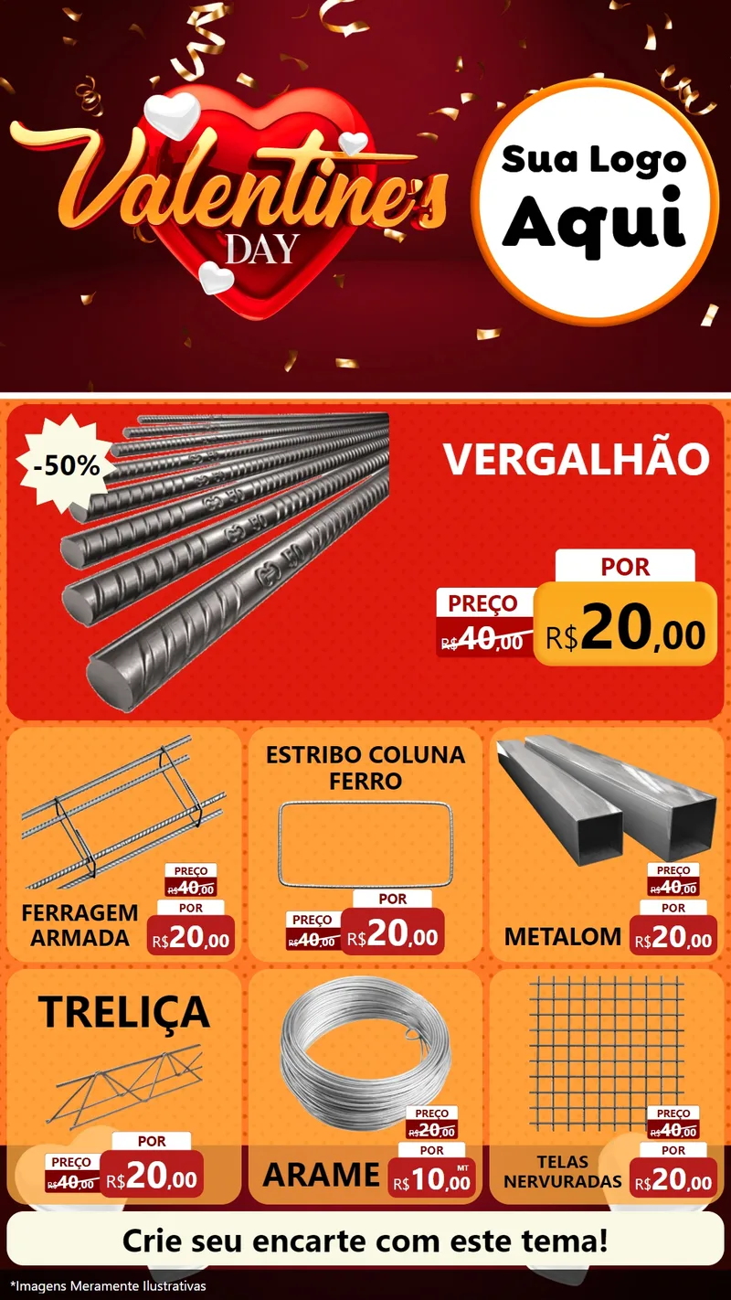 Modelo de Rede Social para Stories com o tema Valentine's Day para Ferragens
