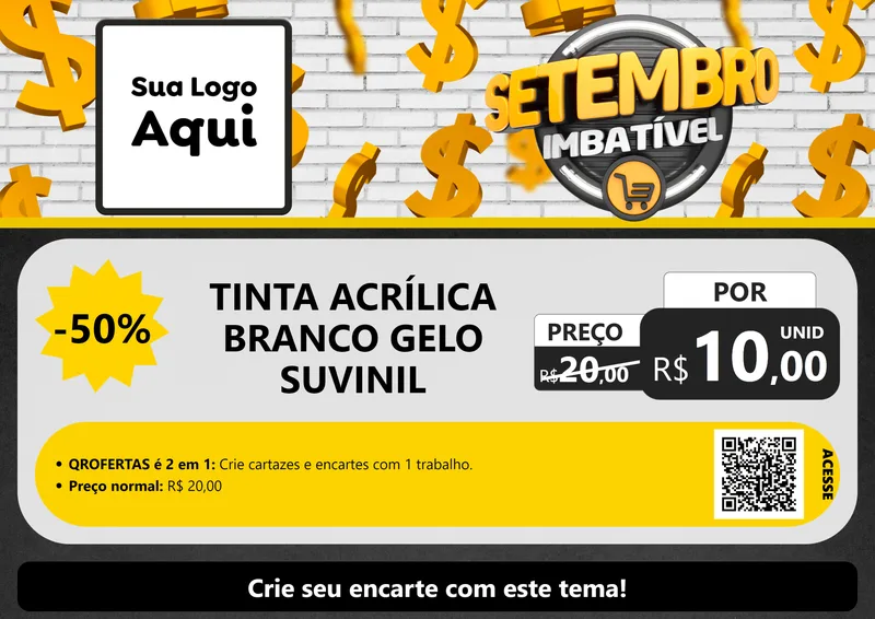 Modelo de Cartaz para Cartaz A4 Horizontal com o tema Setembro Imbatível para Tintas e Ferramentas