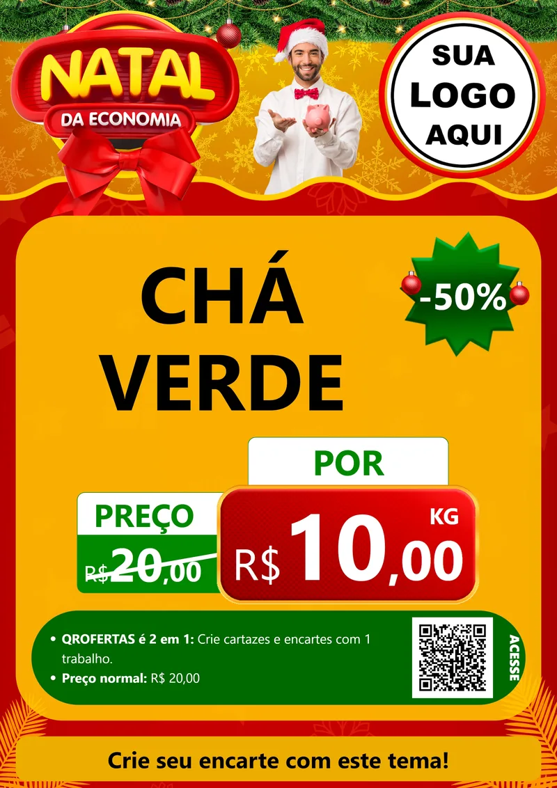 Modelo de Cartaz para Cartaz A4 Vertical com o tema Natal da Economia para Produtos Naturais