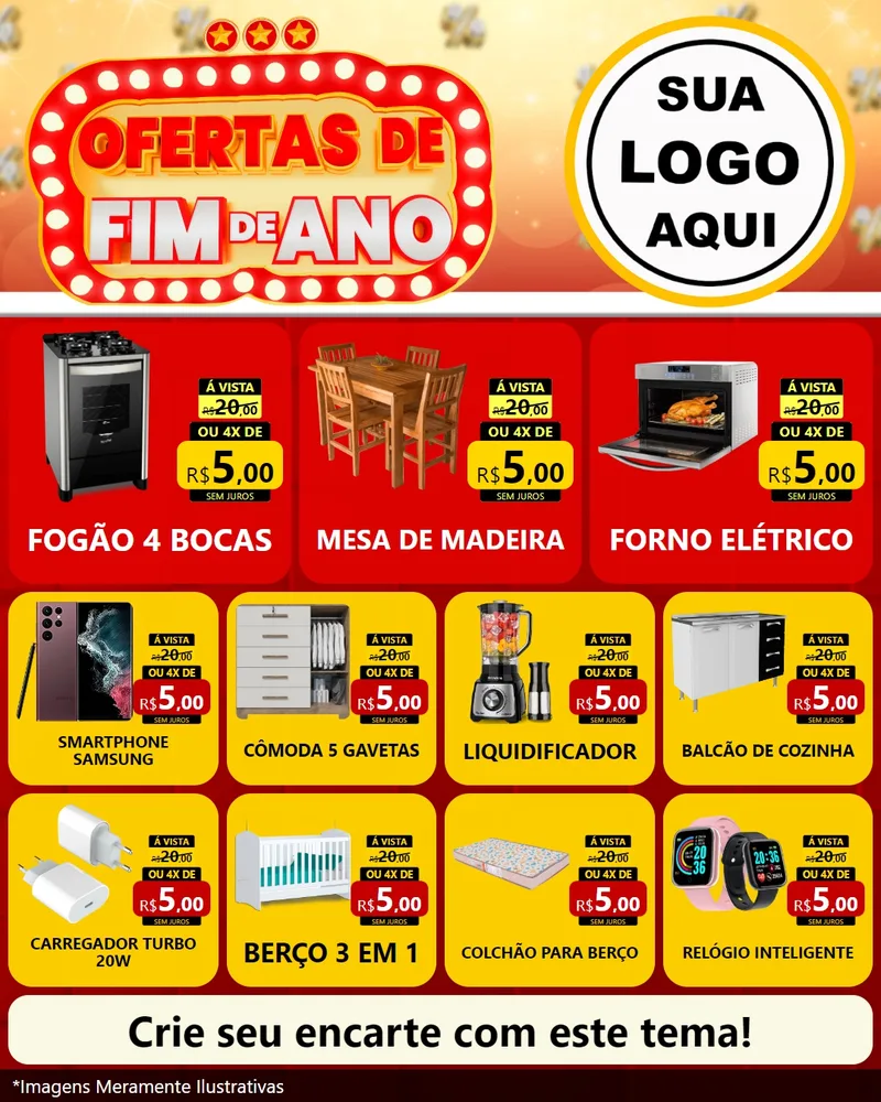 Modelo de Rede Social para Feed Instagram com o tema Ofertas de Fim de Ano para Móveis e Eletro