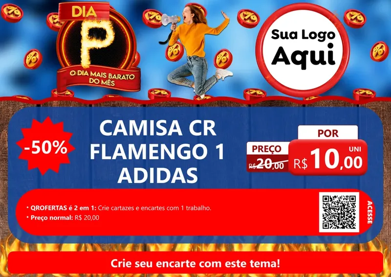 Modelo de Cartaz para Cartaz A4 Horizontal com o tema Dia P - O Dia Mais Barato Do Mês para Roupas e acessórios