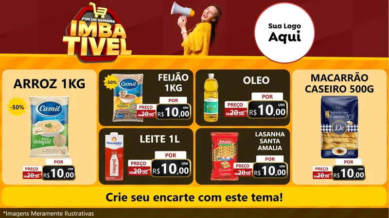 Modelo de TV para TV Horizontal com o tema Fim de Semana Imbatível para Supermercado