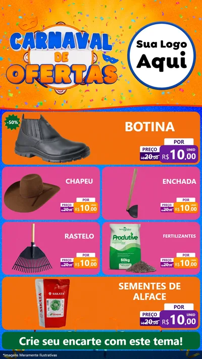Modelo de TV para TV Vertical com o tema Carnaval de Ofertas para Agropecuária