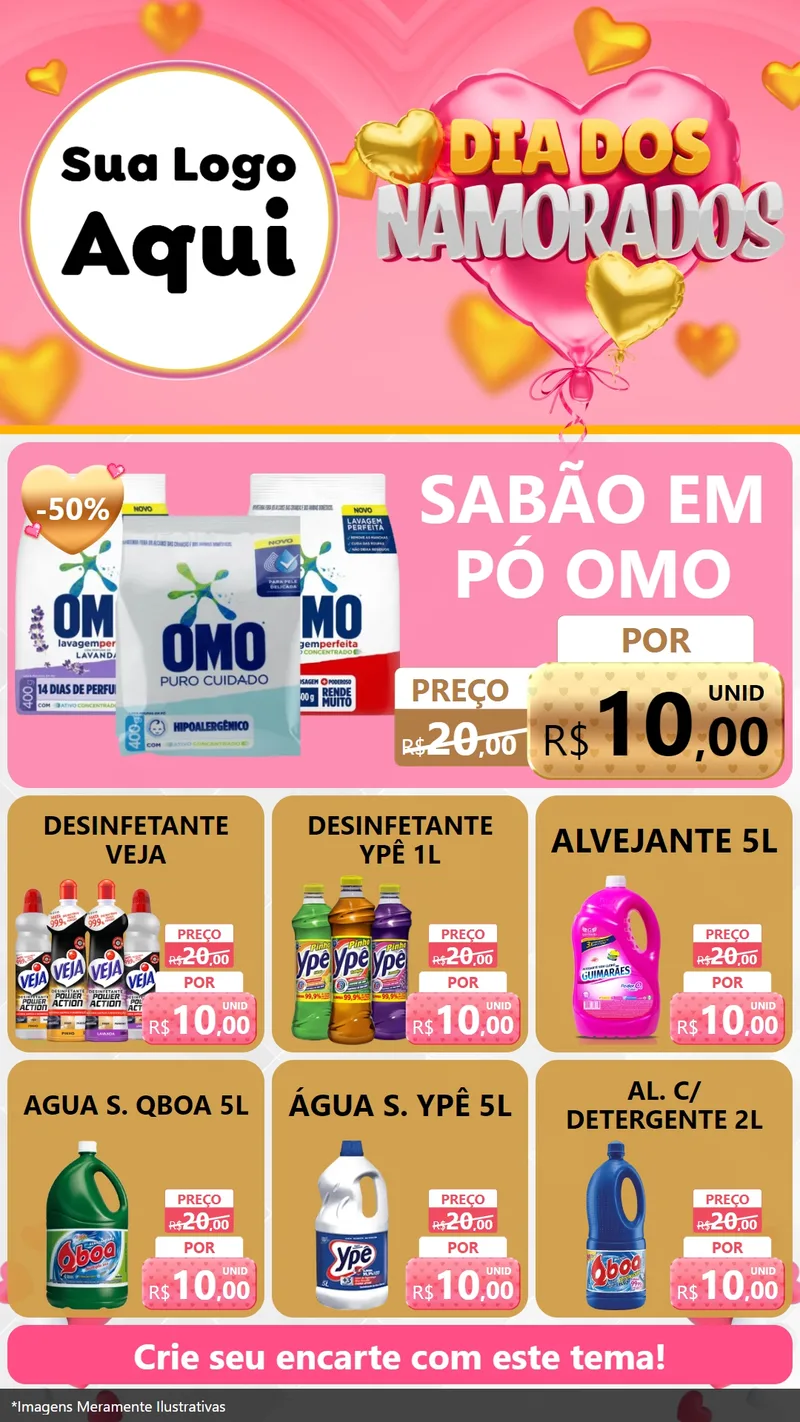 Modelo de Rede Social para Stories com o tema Dia dos Namorados para Produtos de Limpeza