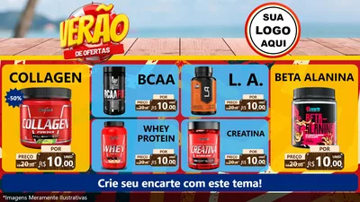 Modelo de TV para TV Horizontal com o tema Verão de Ofertas para Suplementos alimentares