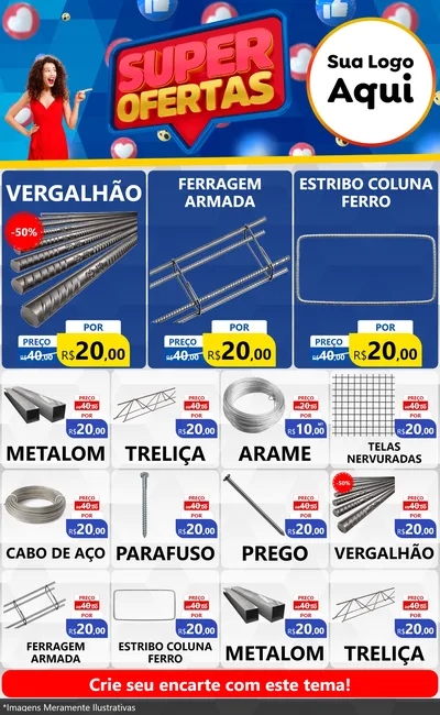 Modelo de Encarte para Encarte Grande com o tema Super Ofertas para Ferragens
