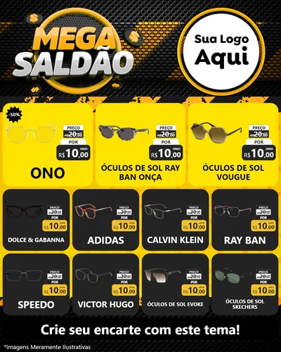 Modelo de Rede Social para Feed Instagram com o tema Mega Saldão para Óticas