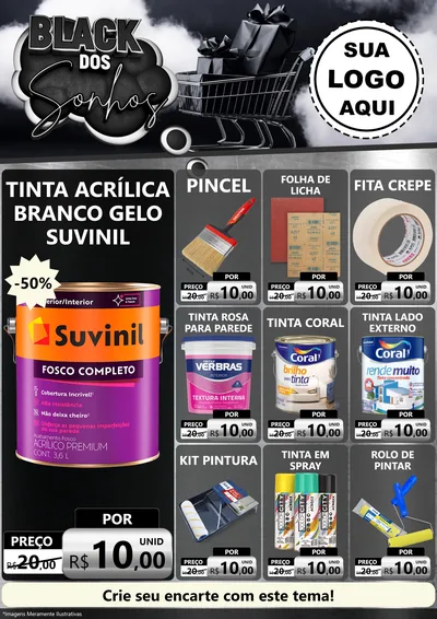 Modelo de Encarte para Encarte A4 Vertical com o tema Black dos Sonhos para Tintas e Ferramentas