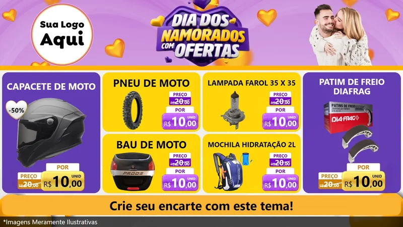 Modelo de TV para TV Horizontal com o tema Dia Dos Namorados Com Ofertas para Moto peças