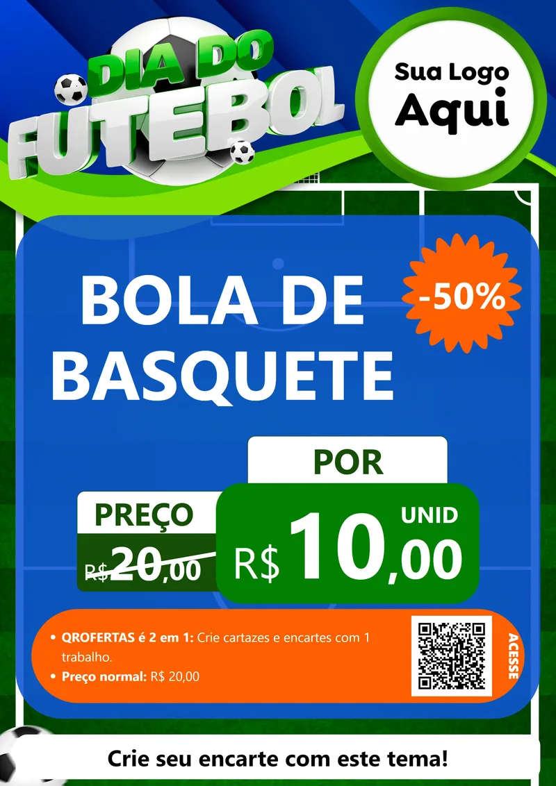 Modelo de Cartaz para Cartaz A4 Vertical com o tema Dia do Futebol para Artigos Esportivos