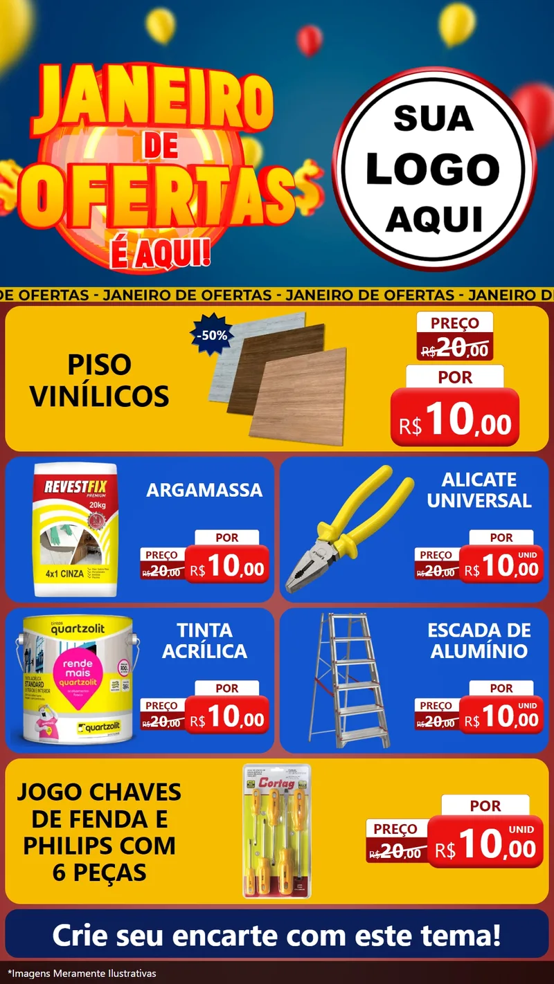 Modelo de TV para TV Vertical com o tema Janeiro de Ofertas É Aqui! para Material para Construção