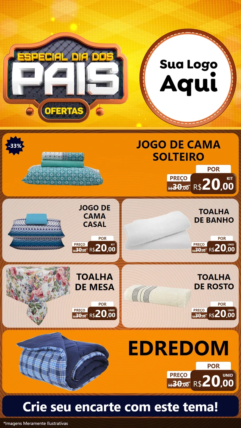 Modelo de TV para TV Vertical com o tema Especial Dia dos Pais para Cama, Mesa e Banho