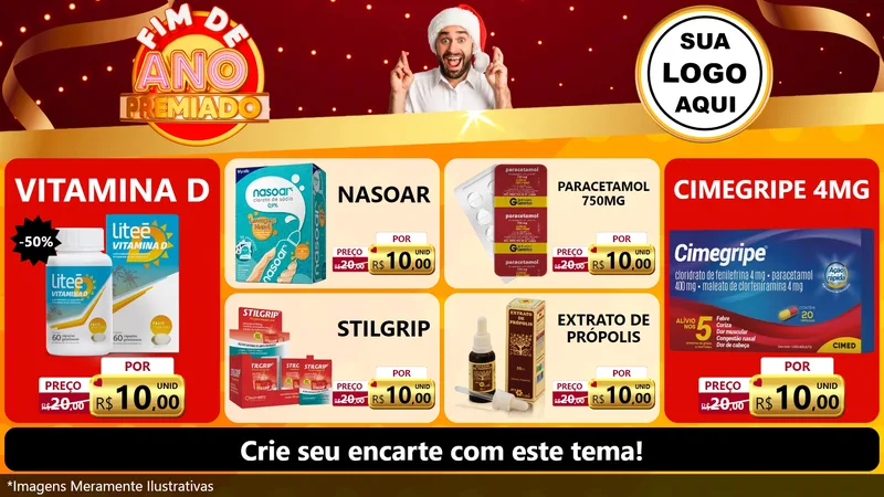 Modelo de TV para TV Horizontal com o tema Fim de Ano Premiado para Farmácia