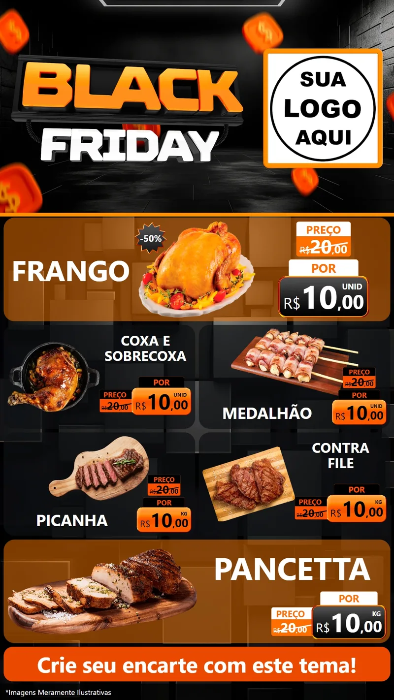 Modelo de TV para TV Vertical com o tema Black Friday para Assados