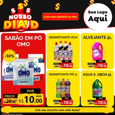 Modelo de Rede Social para Feed Facebook com o tema Nosso Dia D para Produtos de Limpeza