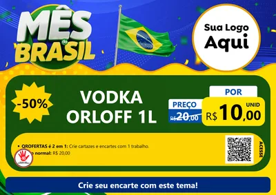 Modelo de Cartaz para Cartaz A4 Horizontal com o tema Mês do Brasil para Distribuidora de bebidas