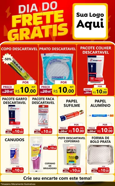 Modelo de Encarte para Encarte Grande com o tema Dia do Frete Grátis para Embalagens
