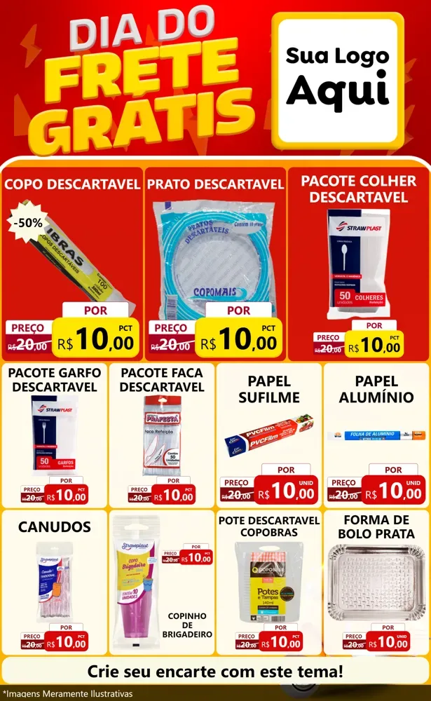 Modelo de Encarte para Encarte Grande com o tema Dia do Frete Grátis para Embalagens