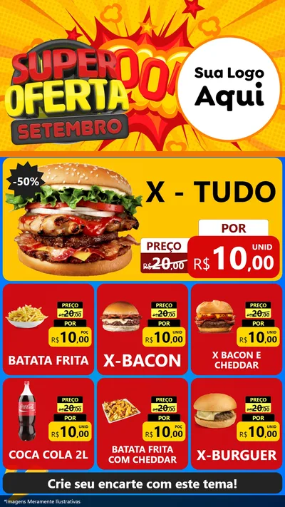 Modelo de Rede Social para Stories com o tema Super Oferta Setembro para Hamburgueria