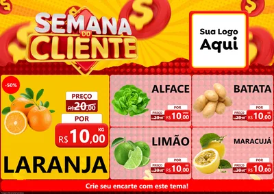 Modelo de Encarte para Encarte A4 Horizontal com o tema Semana do Cliente para Hortifrúti