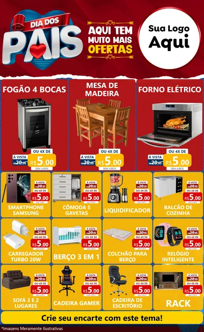 Modelo de Encarte para Encarte Grande com o tema Dia dos Pais para Móveis e Eletro
