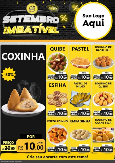 Modelo de Encarte para Encarte A4 Vertical com o tema Setembro Imbatível para Salgadaria
