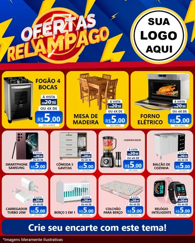 Modelo de Rede Social para Feed Instagram com o tema Ofertas Relâmpago para Móveis e Eletro